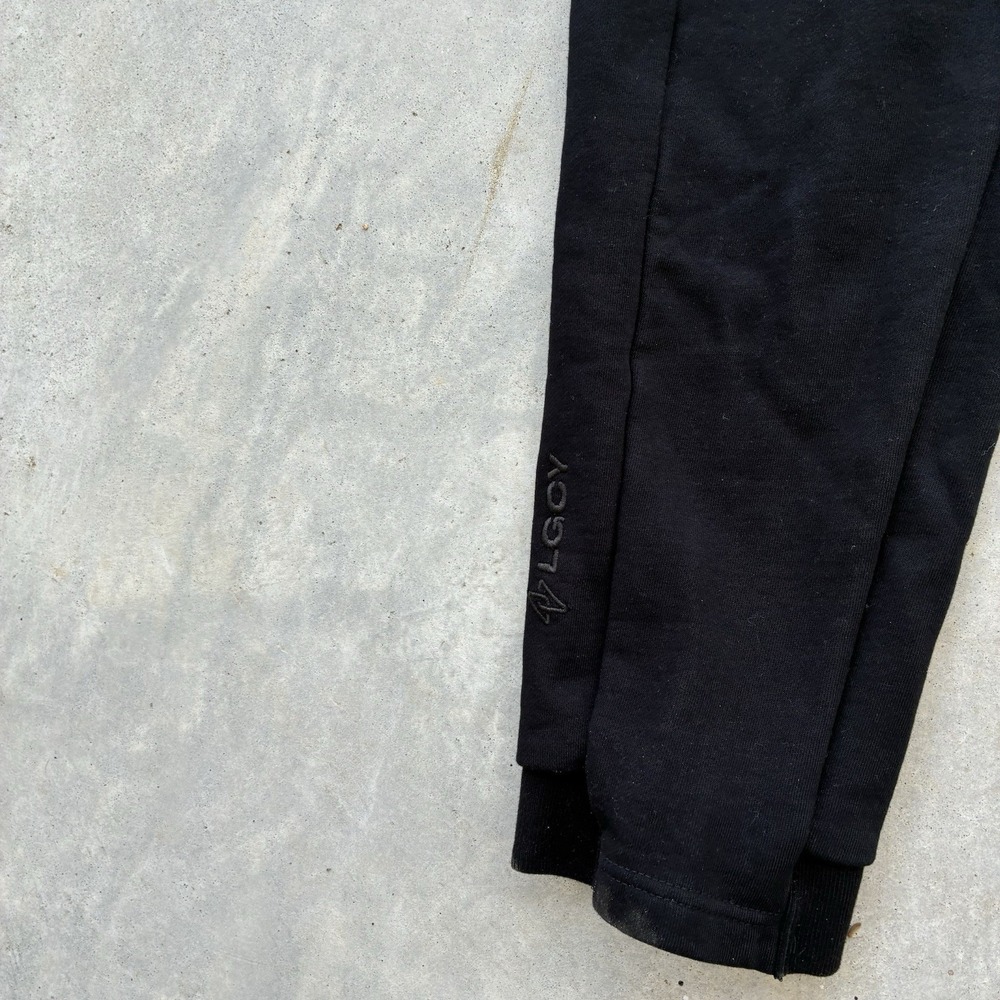 BYLT Core Lounge Pants Mens Large Black Joggers Drawstring Rib Cuff Embroidered - Picture 2 of 8